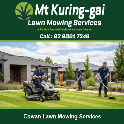 Local lawn care specialists maintaining residential yard in Cowan Northern Sydney