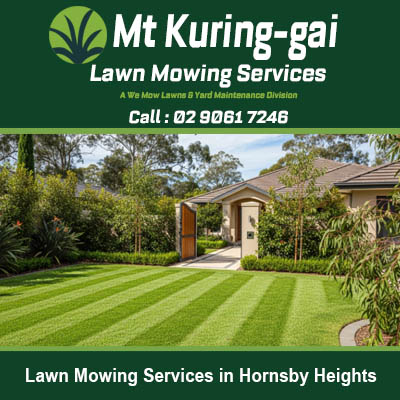 Perfectly striped lawn with professional mowing patterns at residential home in Hornsby Heights NSW